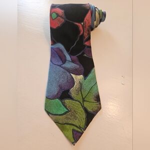 McGregor floral tie. Multi-color, blue pink black green